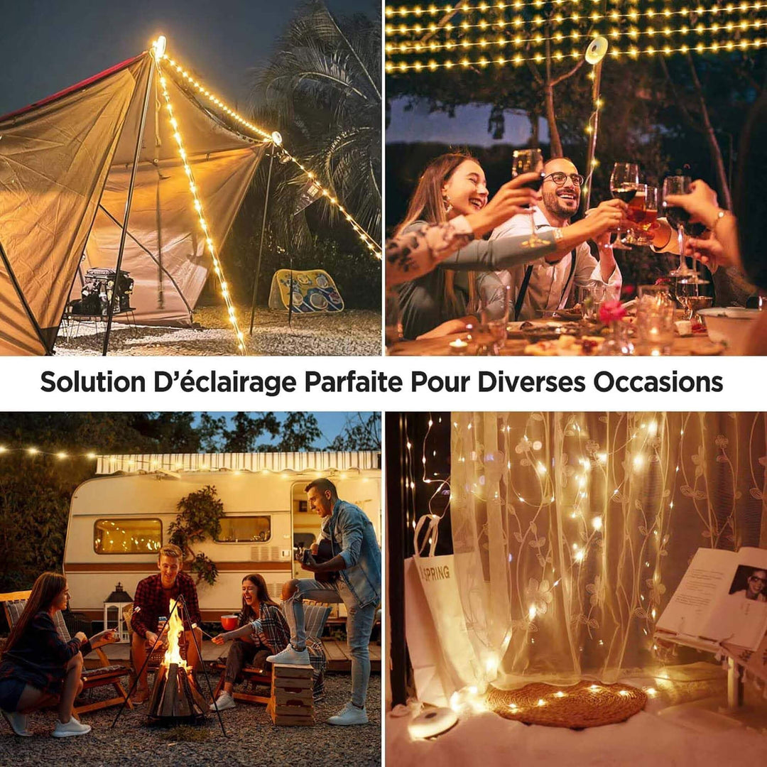 BowLift | 4 in 1 Camp Light – Portable Camping Lantern, String Lights with 8 Lighting Modes, Rechargeable Power Bank for Outdoor Adventures