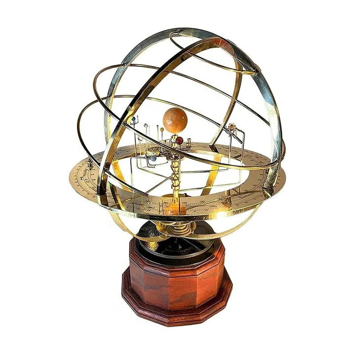 BowLift | Grand Orrery Model Handcrafted Brass Solar System Replica (9 Planets & 5 Moons)