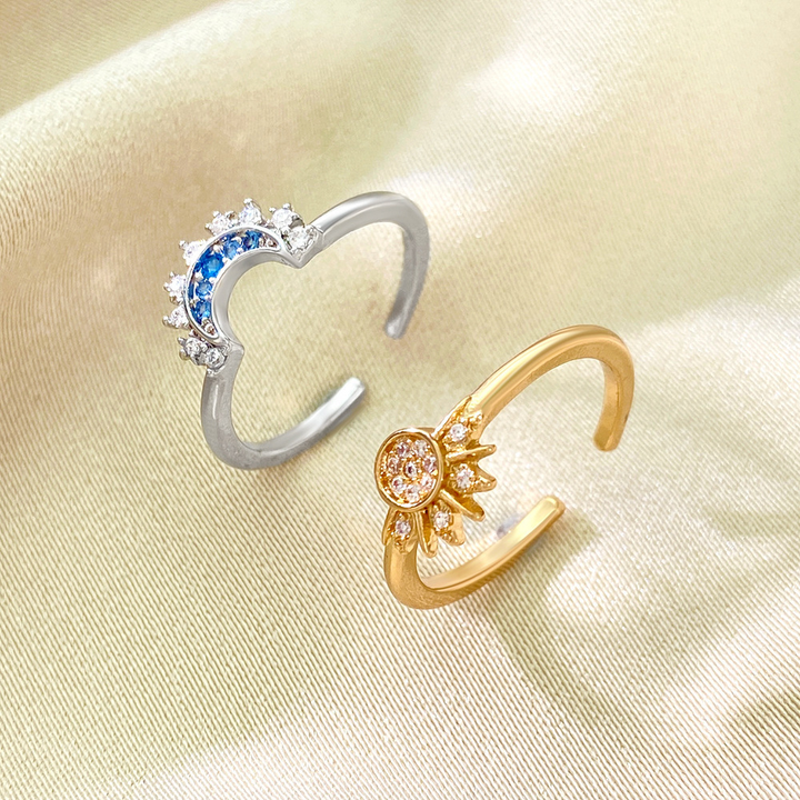 BowLift | Crystal Statement Ring with Sun and Moon Design