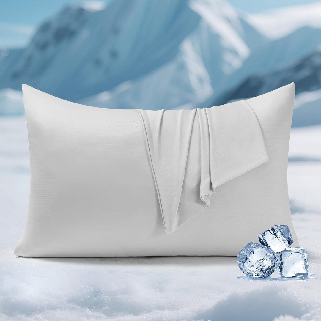 3.0 Cooling Pillowcase – Silver Ion Freshness, Dual-Sided Cool Touch, Ultra-Light & Breathable for Hot Sleepers-Gray | Bowlift