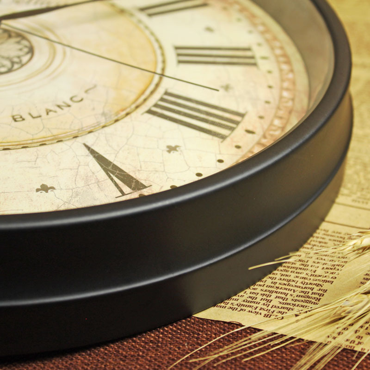 Vintage Metal Wall Clock with Roman Numerals - Silent Quartz Movement, Classic Design for Living Room and Office | Bowlift