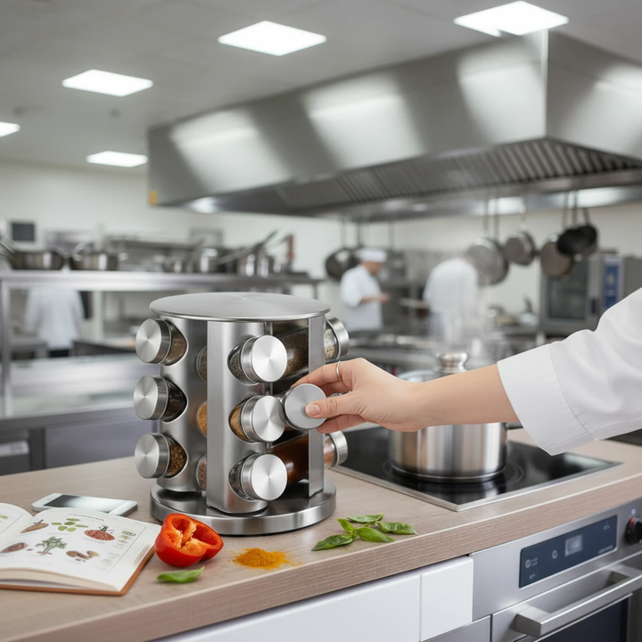 Rotating spice rack with 12 jars | Bowlift
