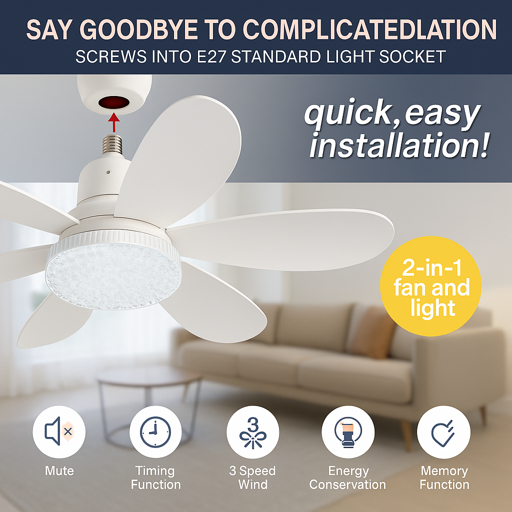 BowLift | Elegant Flower Energy Saving RC Ceiling Fan Lamp