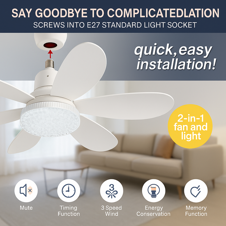 Elegant Flower Energy Saving RC Ceiling Fan Lamp | Bowlift