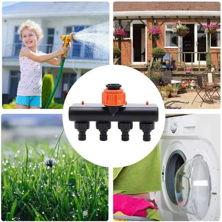 BowLift | 4-Way Metal Garden Hose Splitter with Adjustable Flow Valves