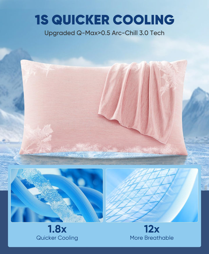Revolutionary Light Pink Cooling Pillowcases Set of 2 –  Pro Q-Max 0.4 | Bowlift