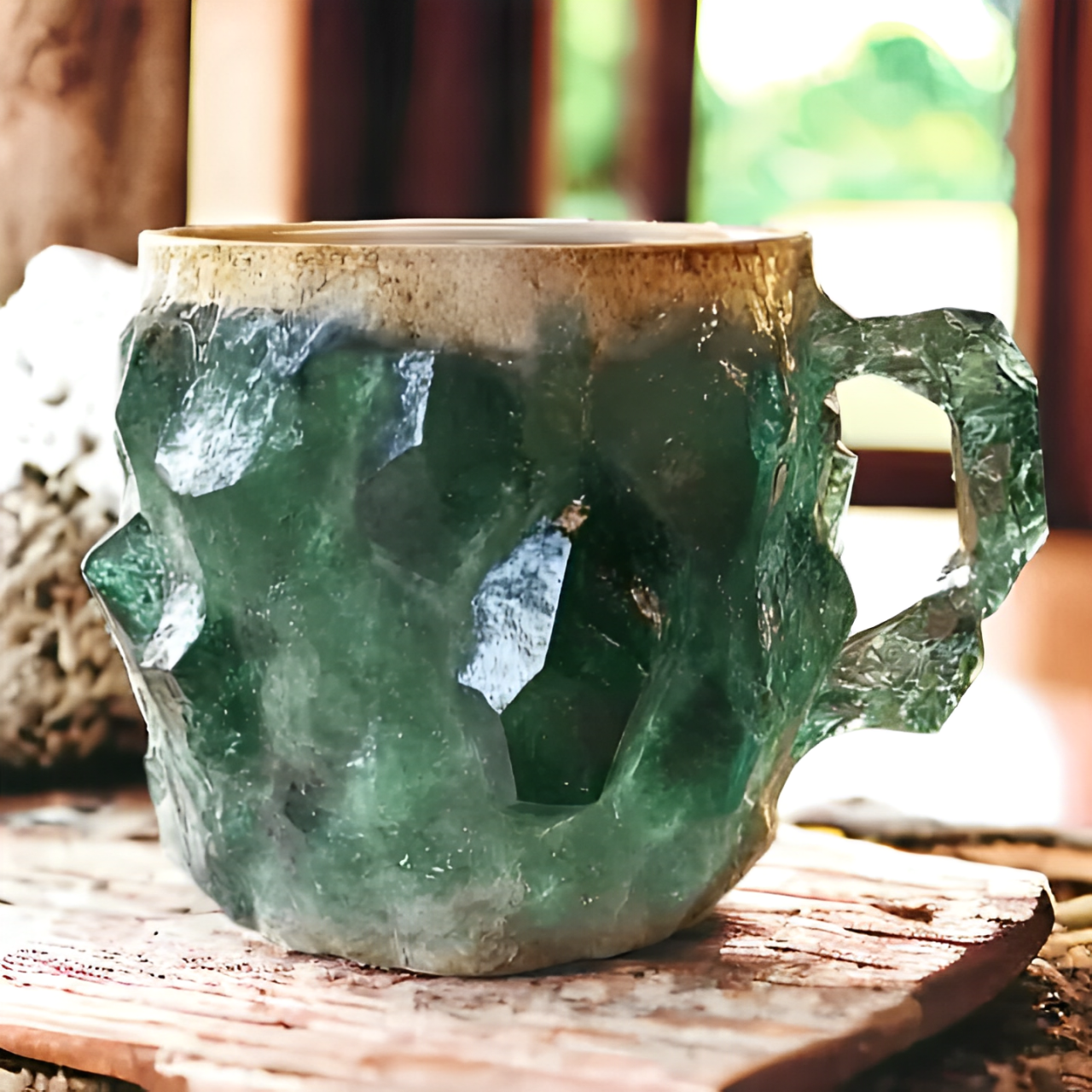 BowLift | GemCup Crystal Coffee Mug – Elegant 300ml Mineral-Inspired Glass Cup