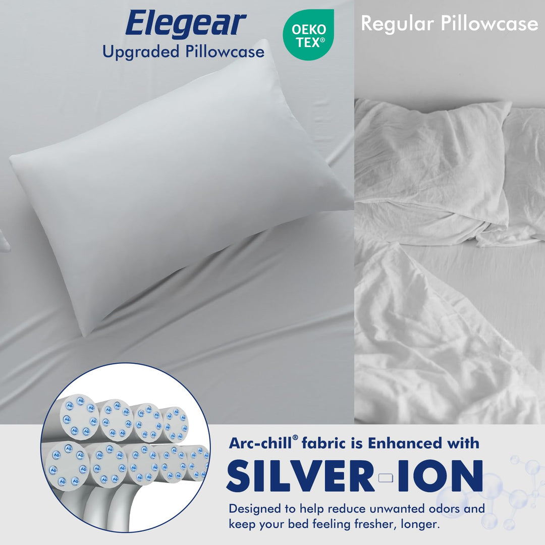 3.0 Cooling Pillowcase – Silver Ion Freshness, Dual-Sided Cool Touch, Ultra-Light & Breathable for Hot Sleepers-Gray | Bowlift
