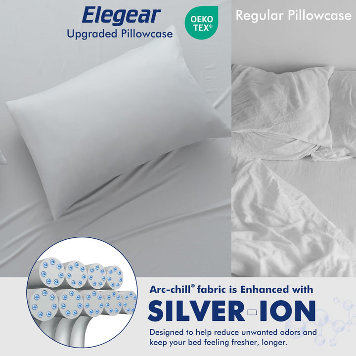 3.0 Cooling Pillowcase – Silver Ion Freshness, Dual-Sided Cool Touch, Ultra-Light & Breathable for Hot Sleepers-Gray | Bowlift