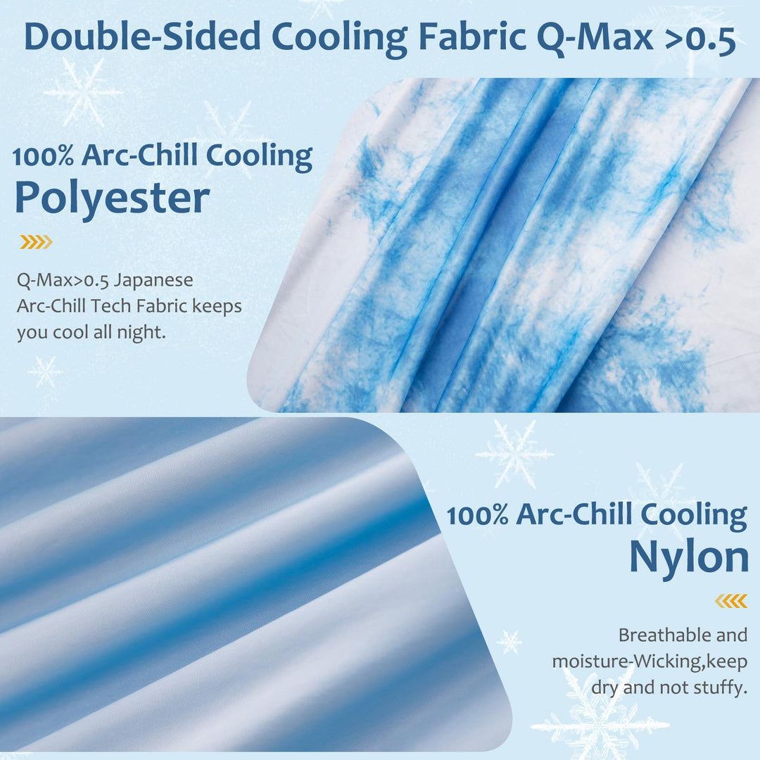 Tie Dye Cooling Blanket – Q-Max 0.5+ Double-Layer Dual-Sided Cool Touch Blanket for Comfortable Summer Nights – Blue | Bowlift