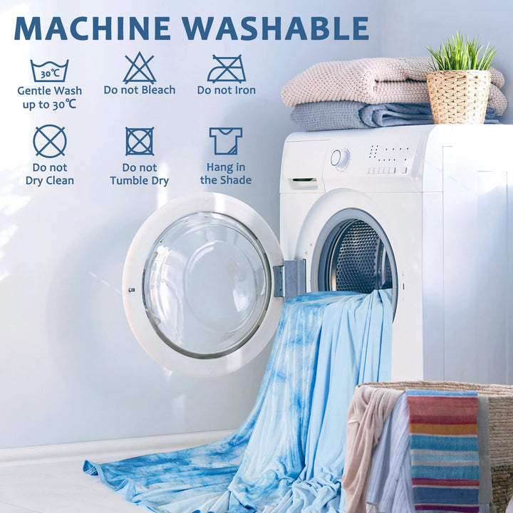 Tie Dye Cooling Blanket – Q-Max 0.5+ Double-Layer Dual-Sided Cool Touch Blanket for Comfortable Summer Nights – Blue | Bowlift