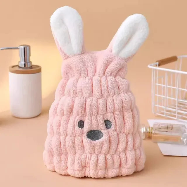 BowLift | Cozy & Quick – Absorbent Bunny Ear Hair Drying Cap
