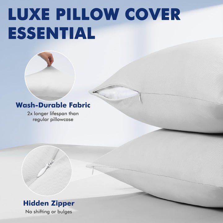3.0 Cooling Pillowcase – Silver Ion Freshness, Dual-Sided Cool Touch, Ultra-Light & Breathable for Hot Sleepers-Gray | Bowlift