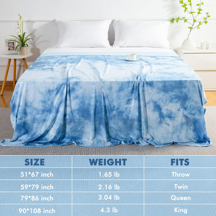 Tie Dye Cooling Blanket – Q-Max 0.5+ Double-Layer Dual-Sided Cool Touch Blanket for Comfortable Summer Nights – Blue | Bowlift