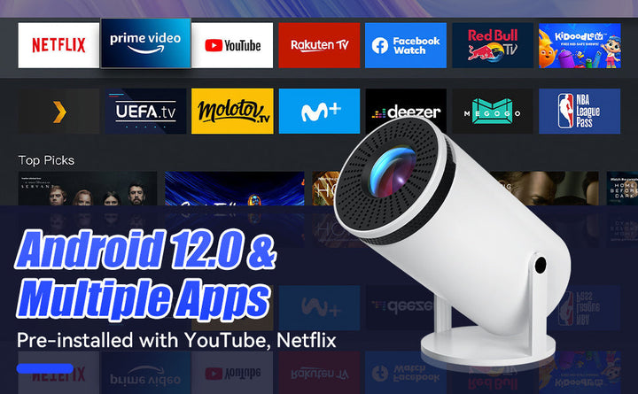 VisionCast 130X – Portable Mini Projector with Android 12 and 130 Inch Projection | Bowlift