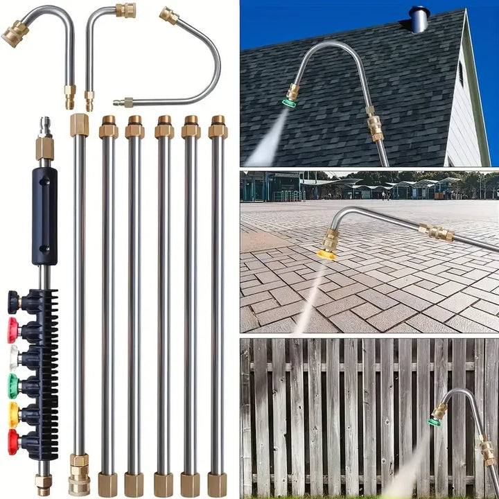 BowLift | Telescoping Pressure Washer Wand | 24 ft Reach | Brass & Stainless Steel | 4000 PSI Rated
