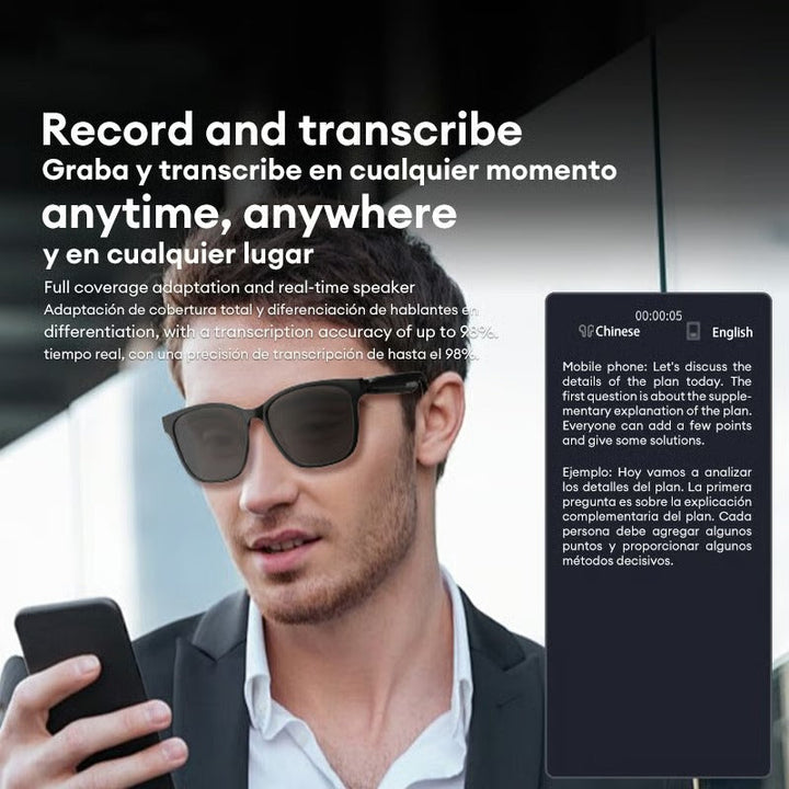 BowLift | Smart Translation Glasses | AI Real-Time Voice Translator | Bluetooth 5.4 with Open-Ear Speakers