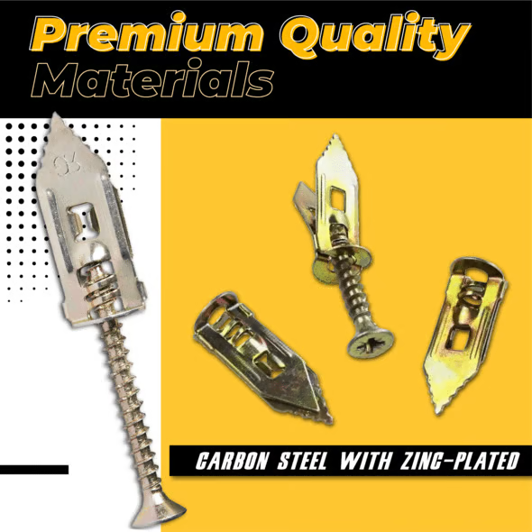 BowLift | Drywall Anchor Screws | No-Drill Expansion Lock | Heavy-Duty Steel | Holds up to 66 lbs