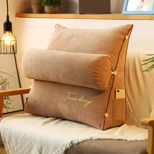 BowLift | Ergonomic Backrest Reading Pillow | Adjustable Neck Support, Removable Cover & Side Pockets for Comfort in Bed or Sofa