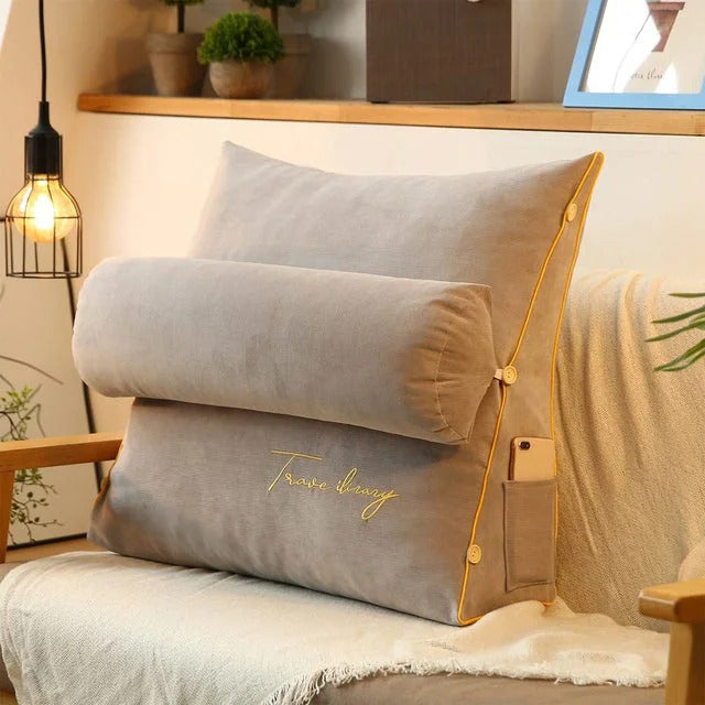 BowLift | Ergonomic Backrest Reading Pillow | Adjustable Neck Support, Removable Cover & Side Pockets for Comfort in Bed or Sofa
