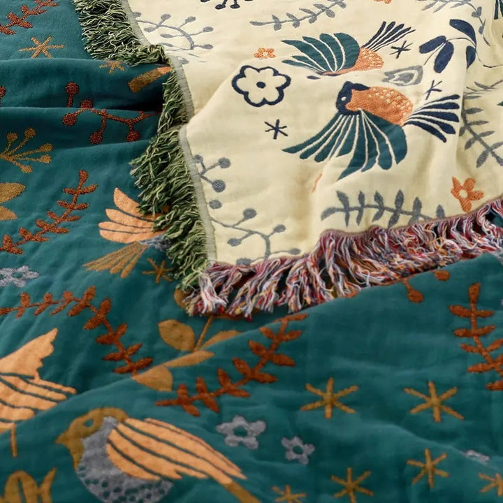 BowLift | Cotton Throw Blanket Nordic Bird Design