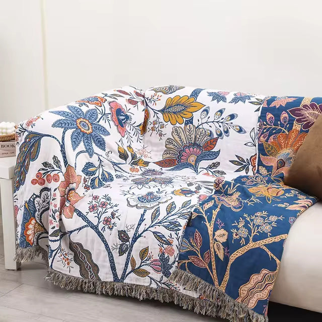 BowLift | Cotton Throw Blanket Floral Reversible Design