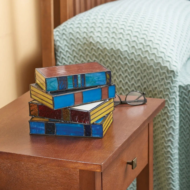 BowLift | Bedside Lamps Stained Glass Book Stack Light
