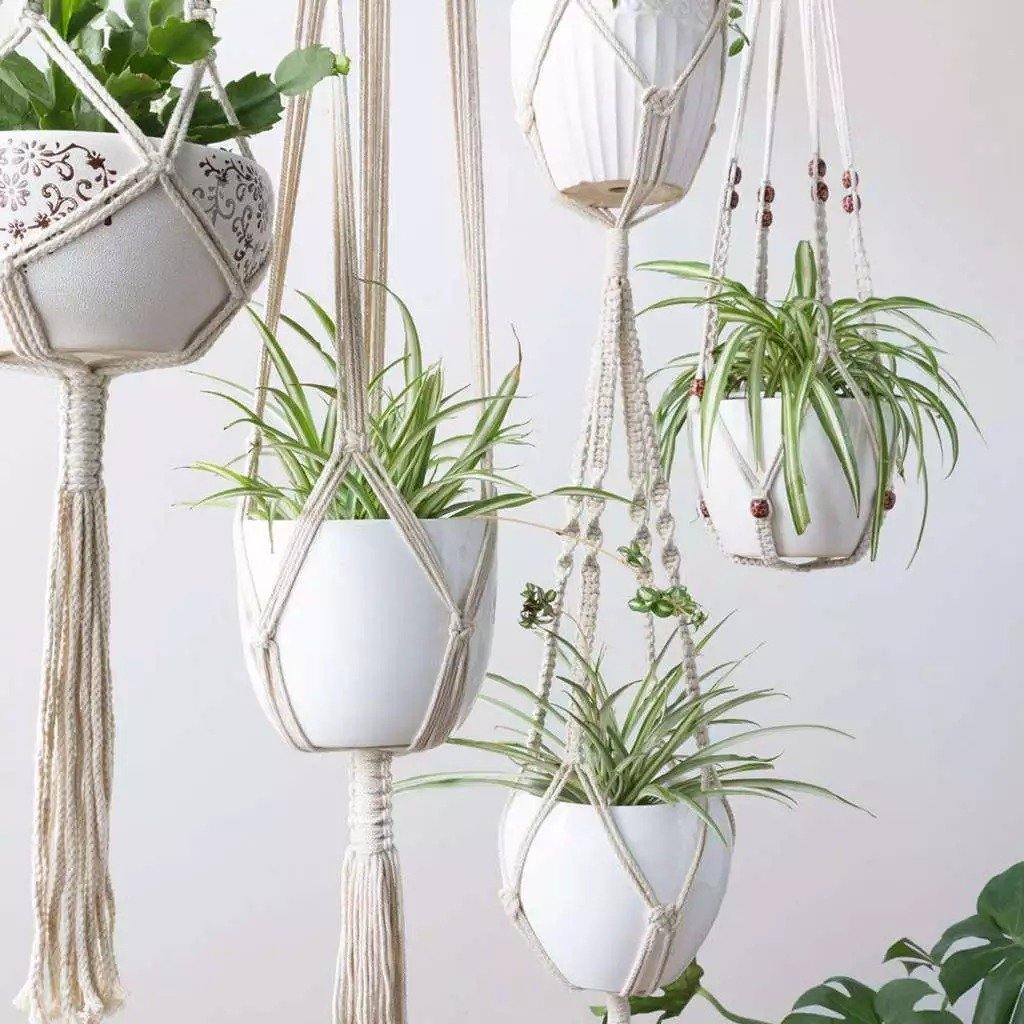 BowLift | 4-piece handmade Boho macrame plant hanger set