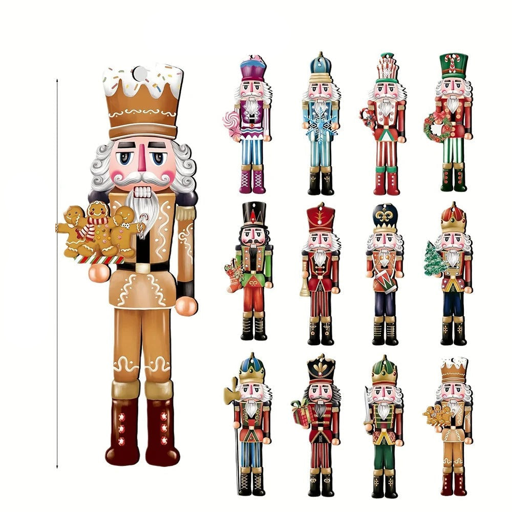 BowLift | Set of 12 Decorations Wooden Nutcracker Pattern for Christmas Tree