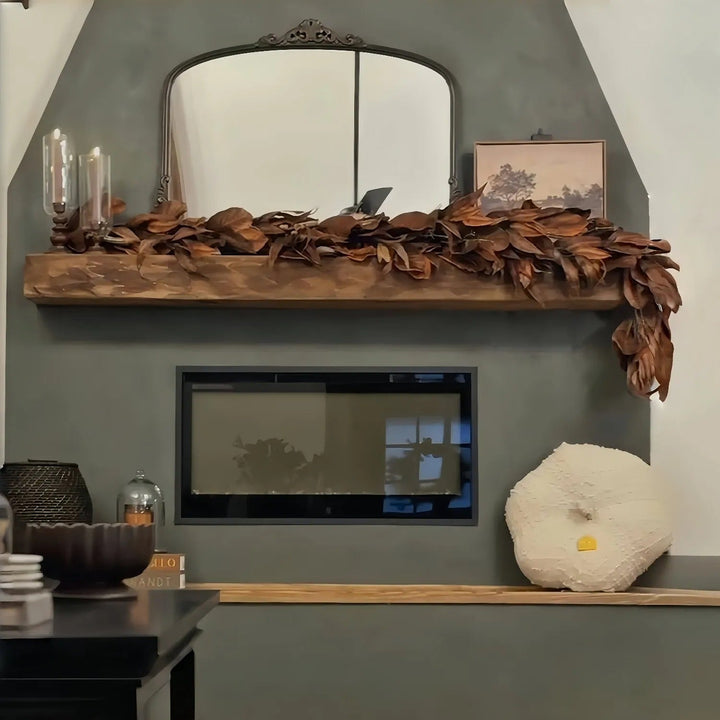 BowLift | Brown Magnolia Leaf Garland – realistic autumn decoration for interiors and covered outdoor areas
