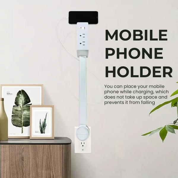 BowLift | Power Outlet Extender | USB-A & USB-C Charging Hub | Dual AC Outlets | 70cm Flexible Arm