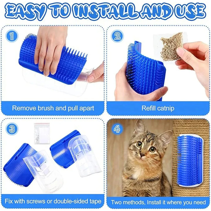 Cat Wall Brush with Catnip Bowlift