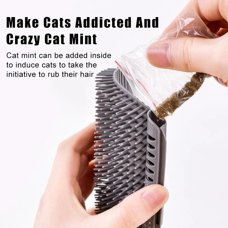 Cat Wall Brush with Catnip Bowlift