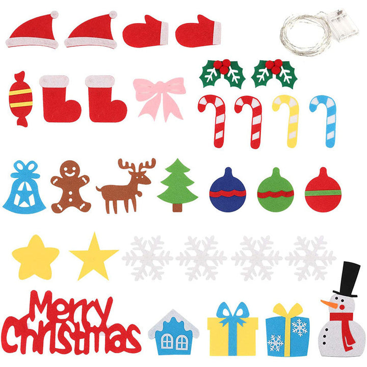 BowLift | Christmas Wall Tree with Lights and Felt Ornaments