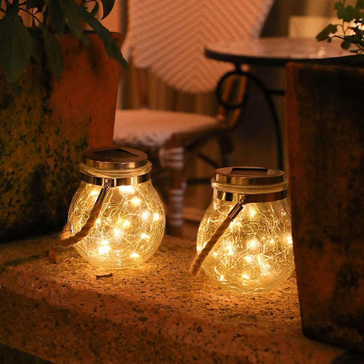BowLift | 4-Pack Solar Glass Garden Lights Ice Crack Design