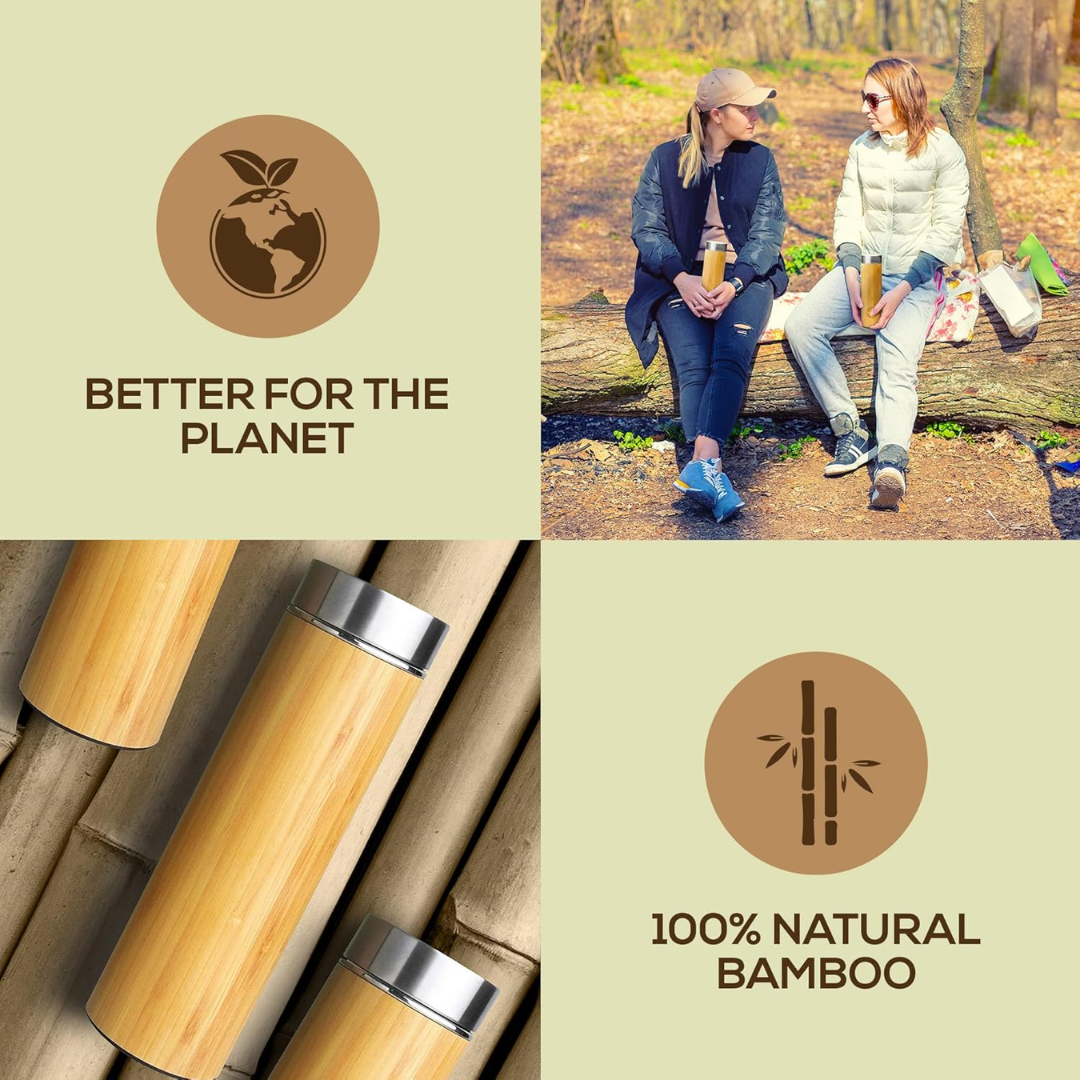 BowLift | Isolated Premium Bamboo Loose Leaf Tea Infuser Bottle - 500ml