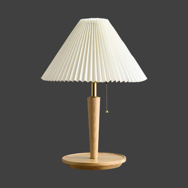 BowLift | Elegant Vintage Woodly Table Lamp - Table Lamp with Pleated Design