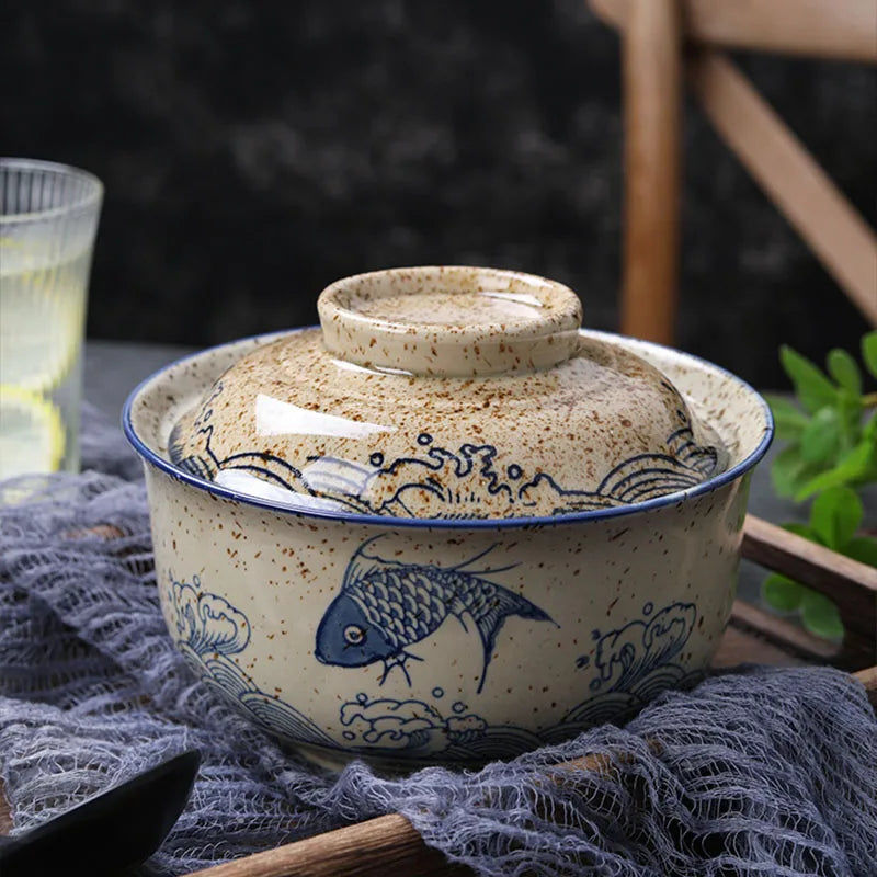 Japanese Style Ramen Bowl With Lid Ceramic Noodle Bowl Tableware | Bowlift