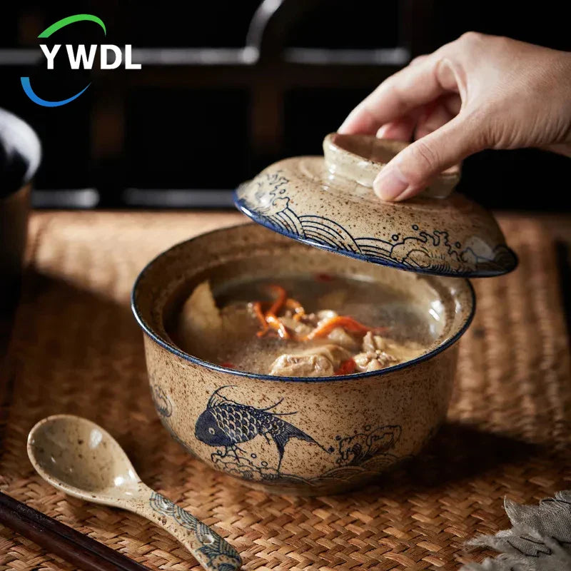 Japanese Style Ramen Bowl With Lid Ceramic Noodle Bowl Tableware | Bowlift