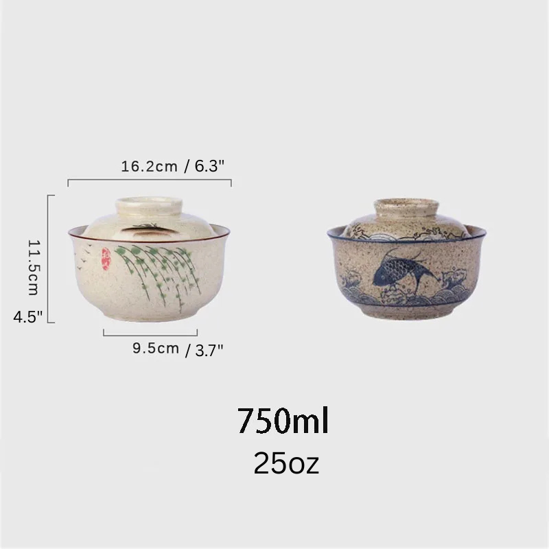 Japanese Style Ramen Bowl With Lid Ceramic Noodle Bowl Tableware | Bowlift