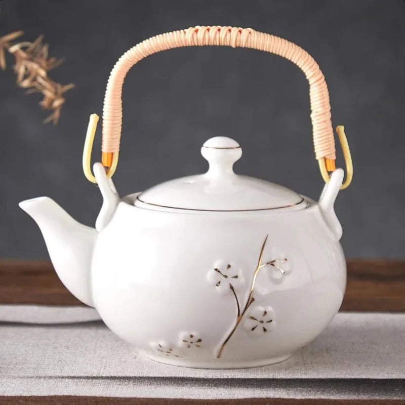 Japanese Tea Pot White Porcelain Chinese Teapot with Stainless Infuser | Bowlift