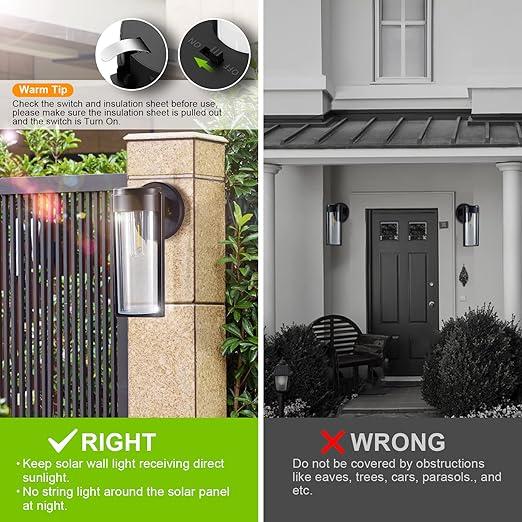 BowLift | Solar Wall Lights Solar-powered Deck Lights, Automatic On/Off Waterproof Solar Outdoor Lights Wall-mounted Solar Decorative Lights for Wall Fence Patio Posts Garden Veranda