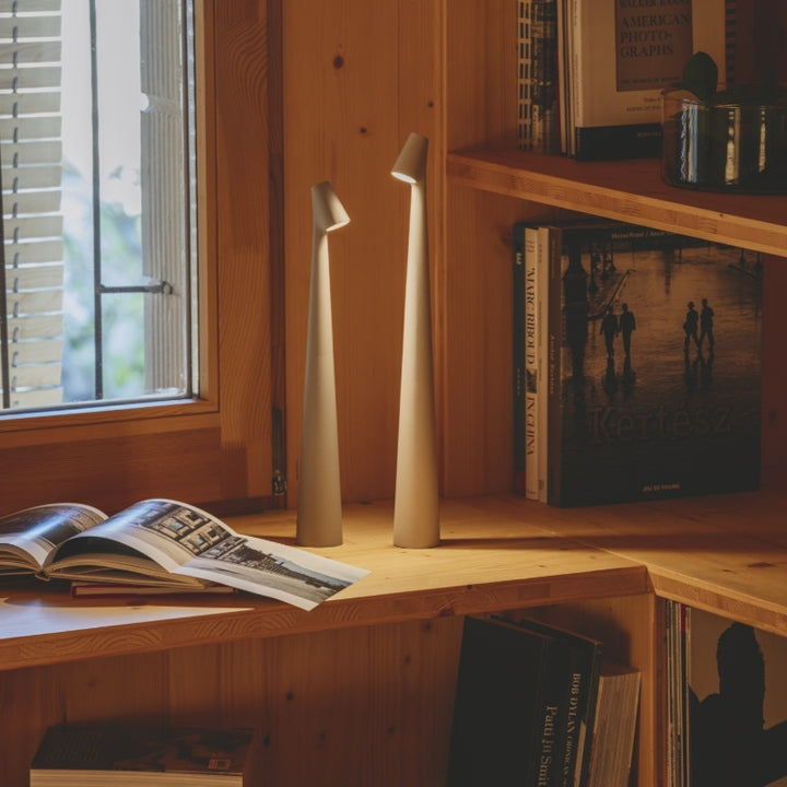 BowLift | Sculpting Table Lamp Wireless LED Lamp Solid Aluminium 10000mAh Battery 3-Level Dimming CRI 90 USB-C Charging Port Warm White 2700K