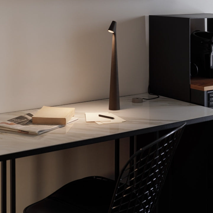 BowLift | Sculpting Table Lamp Wireless LED Lamp Solid Aluminium 10000mAh Battery 3-Level Dimming CRI 90 USB-C Charging Port Warm White 2700K