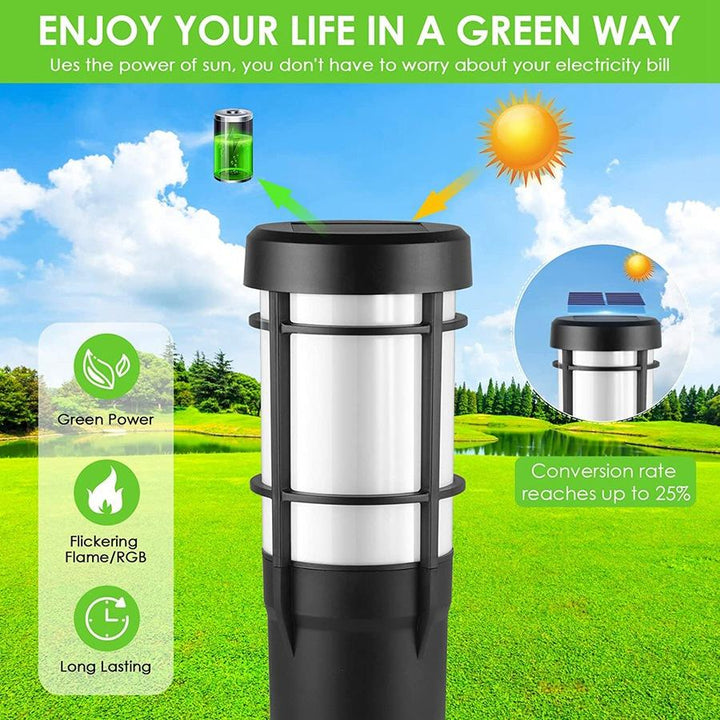 BowLift | Solar Path Lights for Outdoor Use, with Flickering Flame and RGB Color Changing, LED Solar Outdoor Lights for Yard, Garden, Path, Lawn - IP65 Waterproof