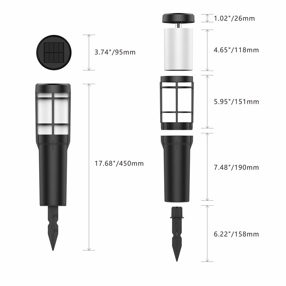 BowLift | Solar Path Lights for Outdoor Use, with Flickering Flame and RGB Color Changing, LED Solar Outdoor Lights for Yard, Garden, Path, Lawn - IP65 Waterproof