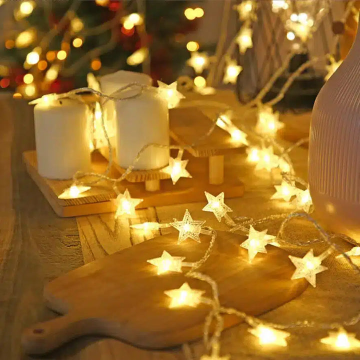 LED string lights 4 meters with stars - Solar powered - | Bowlift