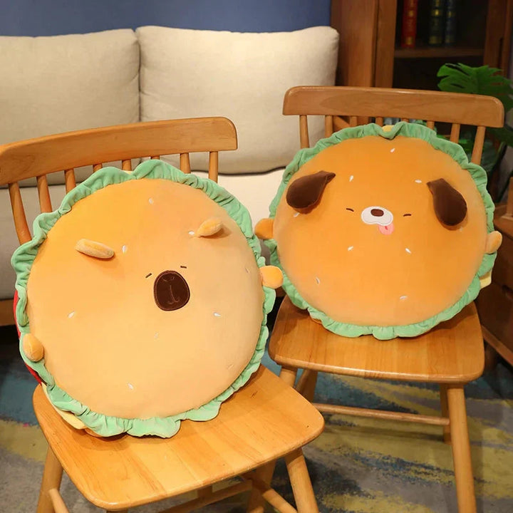 BowLift | Capybara & Dog Hamburger Plushie Pillow