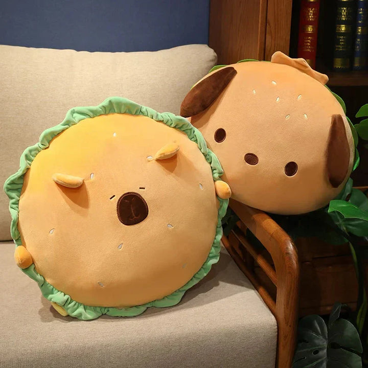 BowLift | Capybara & Dog Hamburger Plushie Pillow
