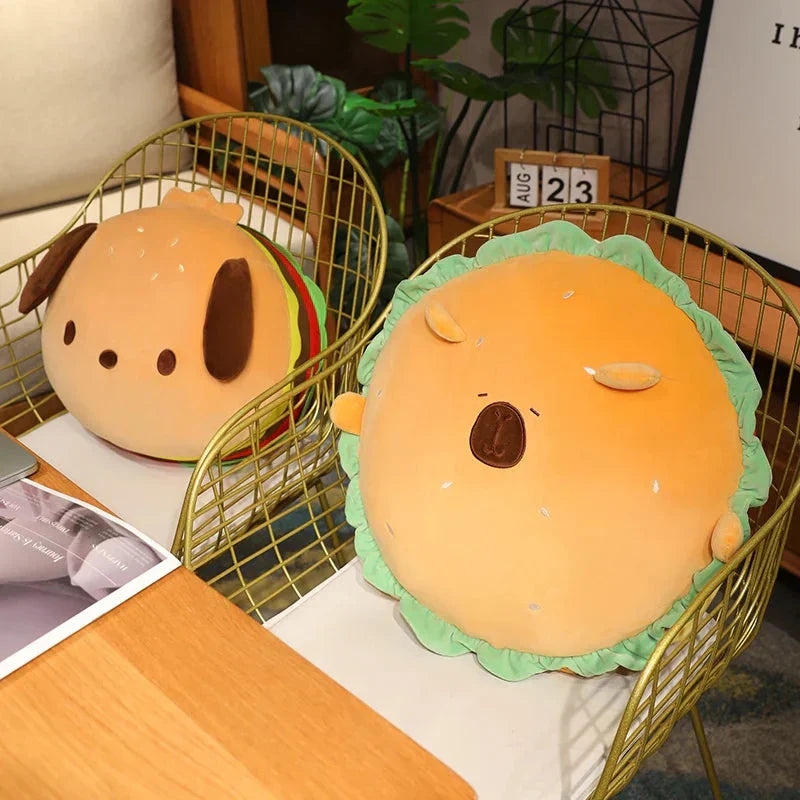 BowLift | Capybara & Dog Hamburger Plushie Pillow